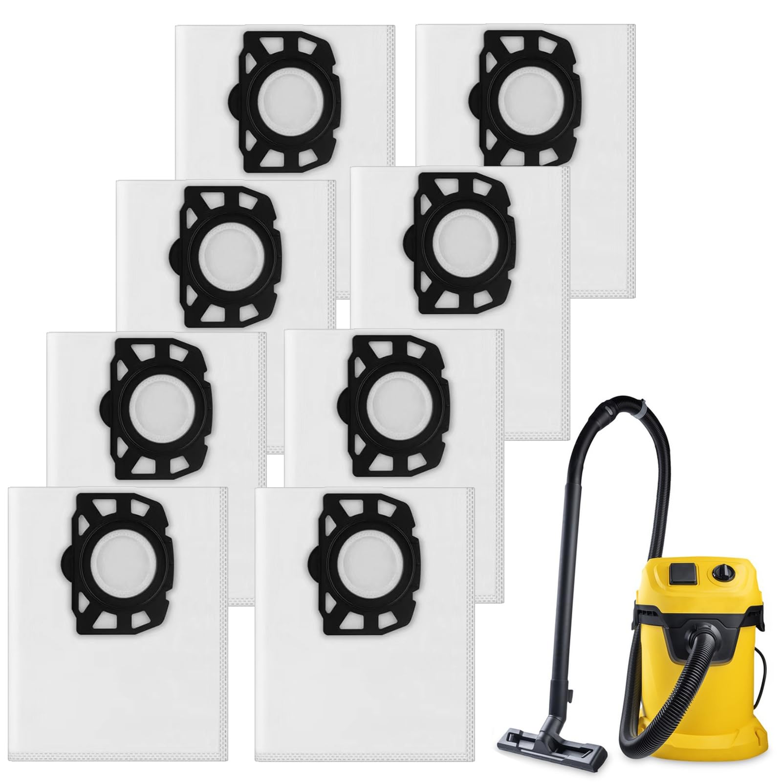 8 Pack Karcher Vacuum Bags, Vacuum Cleaner Bags Compatible with Kärcher WD 2 Plus, WD 3, WD 3 Battery, KWD 1, KWD 2, KWD 3, MV 3, WD 3.200 to WD 3.800 M, SE 4001, SE 4002