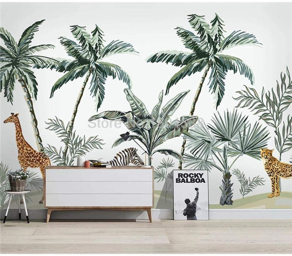 Papier peint 3D panoramique feuille tropicale WLLLO 400x280 cm