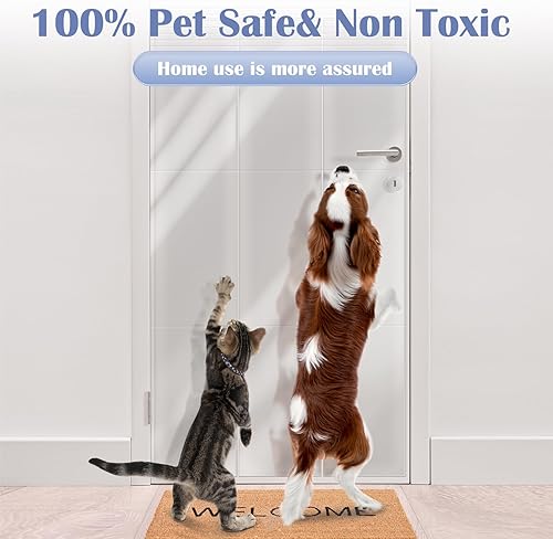 Miniatura 5 de Protector de arañazos de puerta de 400 x 8.3 pulgadas, cinta disuasoria antiarañazos, almohadilla ultra duradera para gatos y perros, protector de