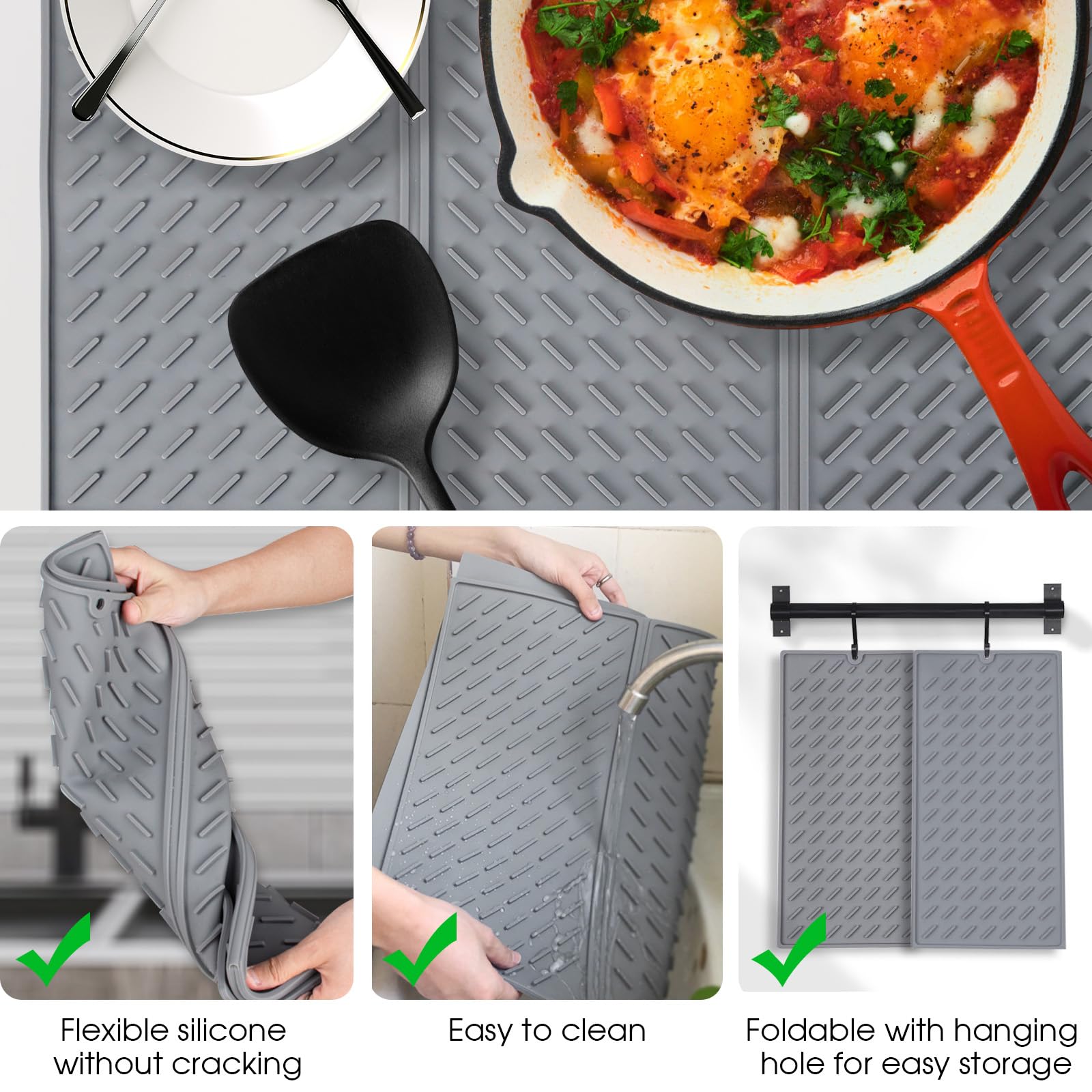 Rzspher Tapis D'égouttement En Silicone Pour Machine à Café, 40 X 60 Cm, Avec Tapis D'égouttement Pour Machine à Café, Tasse Et Plats