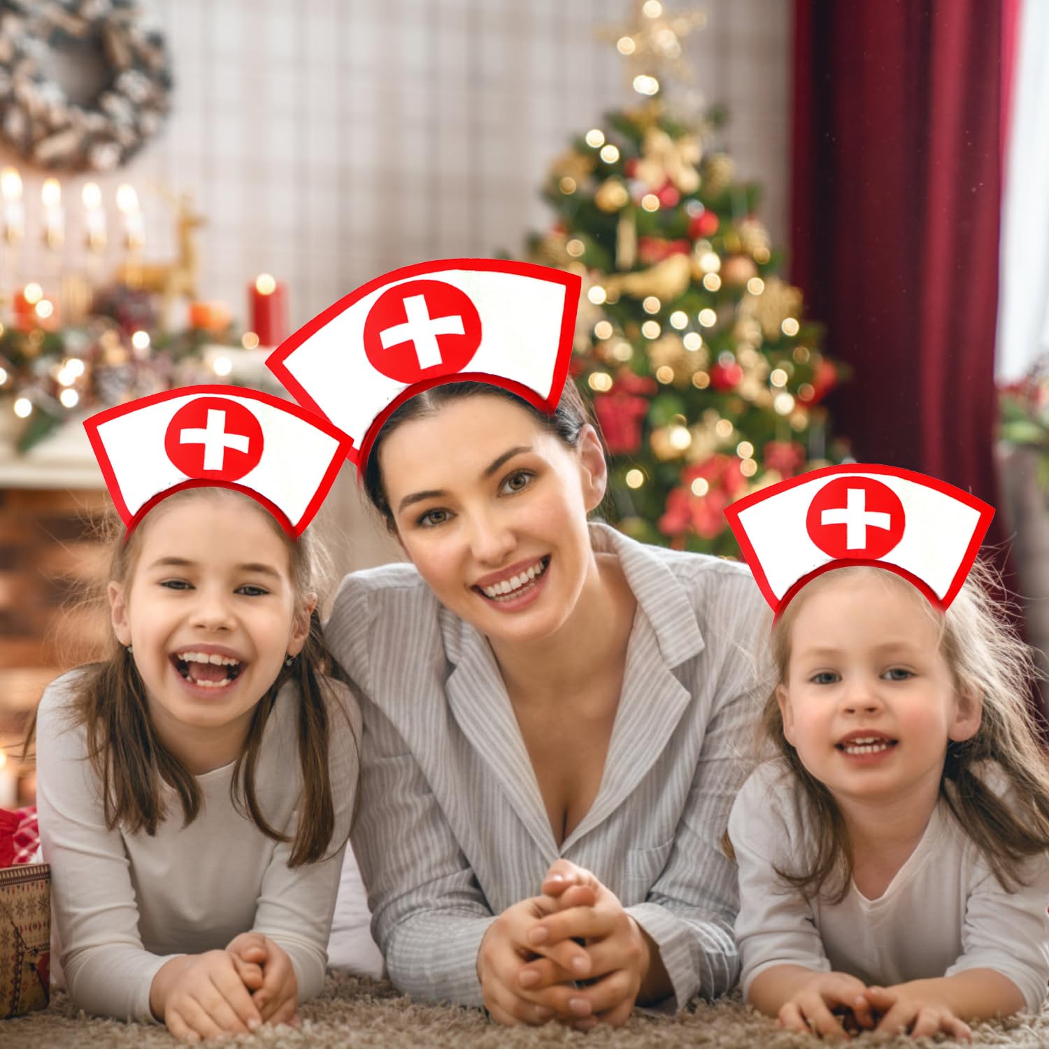 RmKbe 3pcs Halloween Nurse Hat Headband Womens Girls Hairband Nurse Dressing Up Props for Halloween Cosplay Party Fancy Dress Hair Accessories - Image 4