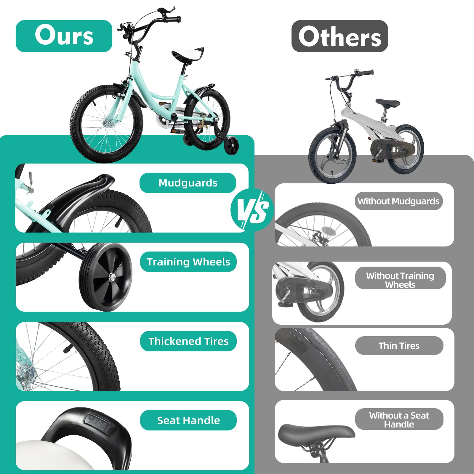 Vélo enfant 16 pouces avec stabilisateurs hauteur réglable