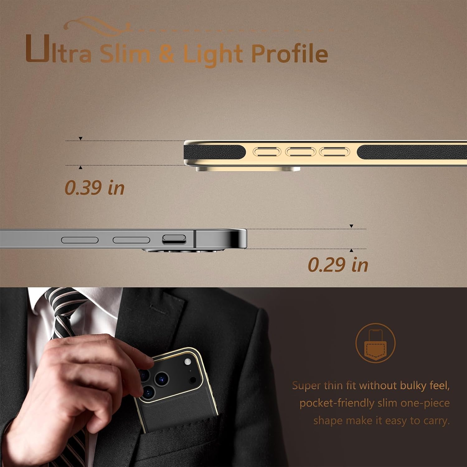 LOHASIC for iPhone 17 Pro Max Leather Case, Compatible with MagSafe Strong Magnetic Men Women Cases Cover for iPhone 17 Pro Max 2025 New 5G, Black Gold - Image 4