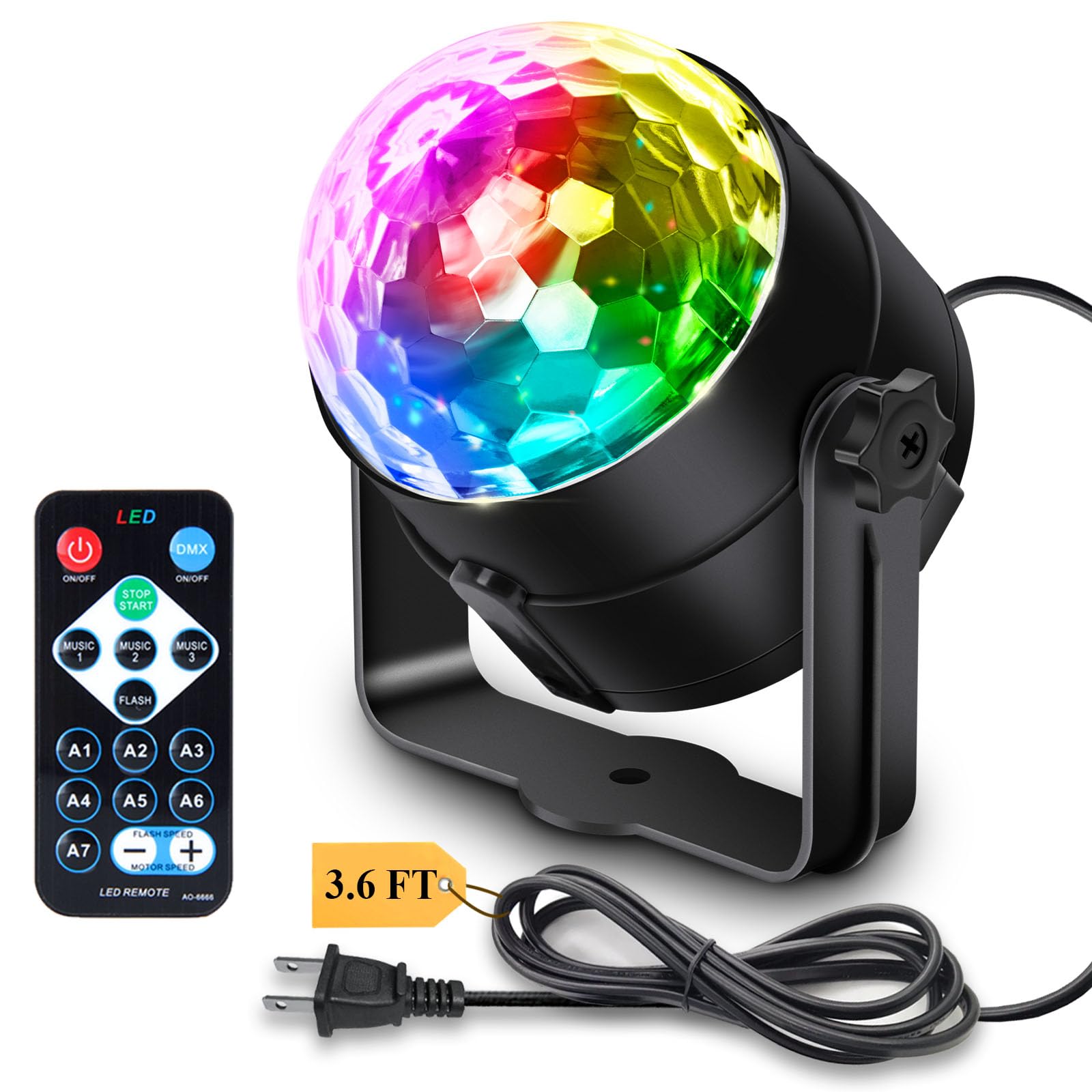Apeocose Disco Ball Party Light Sound Activated Remote Control, 12 Modes DJ Strobe Stage Light for Graduation Decorations 2025 Prom Birthday Home Room Decor Dance Karaoke Bachelorette Party Supplies