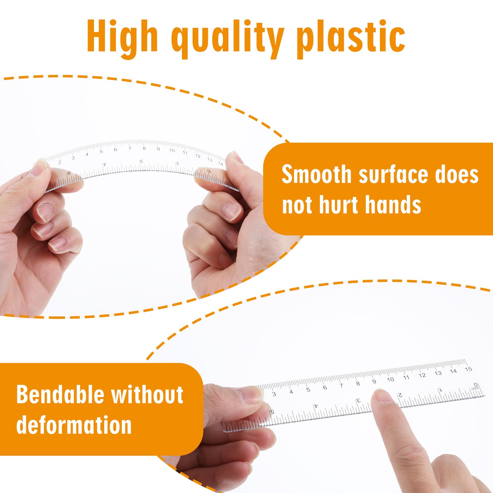 Plastic Ruler 3 Pack 6 Inch S - Clear Shatterproof Rulers With ...