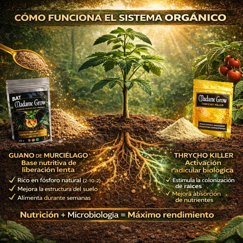 Kit d’Entretien Organique pour Plantes – Guano de Chauve-Souris 500g + Micro-organismes | Fertilisant Naturel pour Substrat, Racines et Vitalité | Jardin, Potager, Intérieur et Extérieur