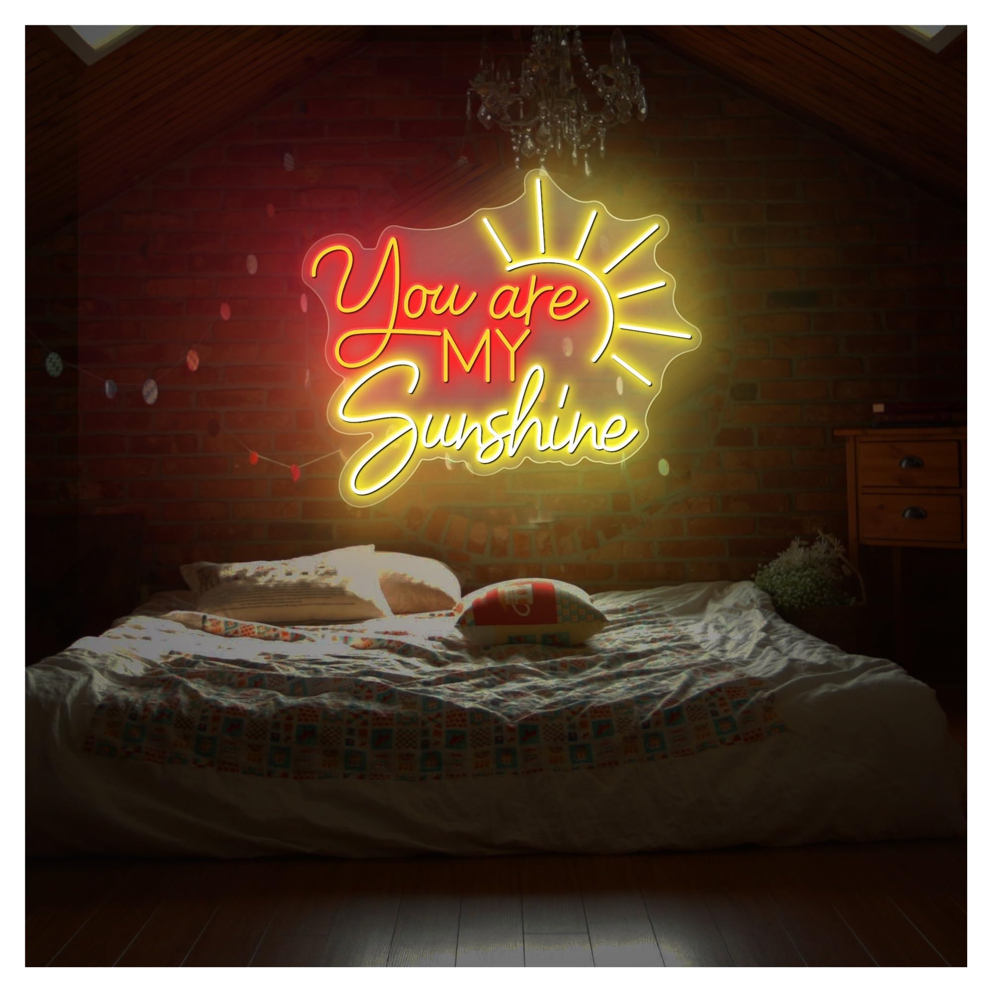 SHOUXI Sign Lamp You are My Sunshine Neon Sign, Suitable for Bedroom Wall Creative Decor 48cm