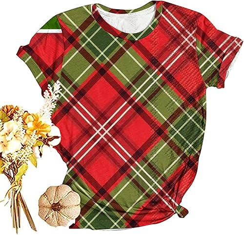 Miniatura 2 de Funny Graphic Tees for Women Summer Short Sleeve Christmas Printed T Shirts Loose Casual Cute Shirt Tops Red