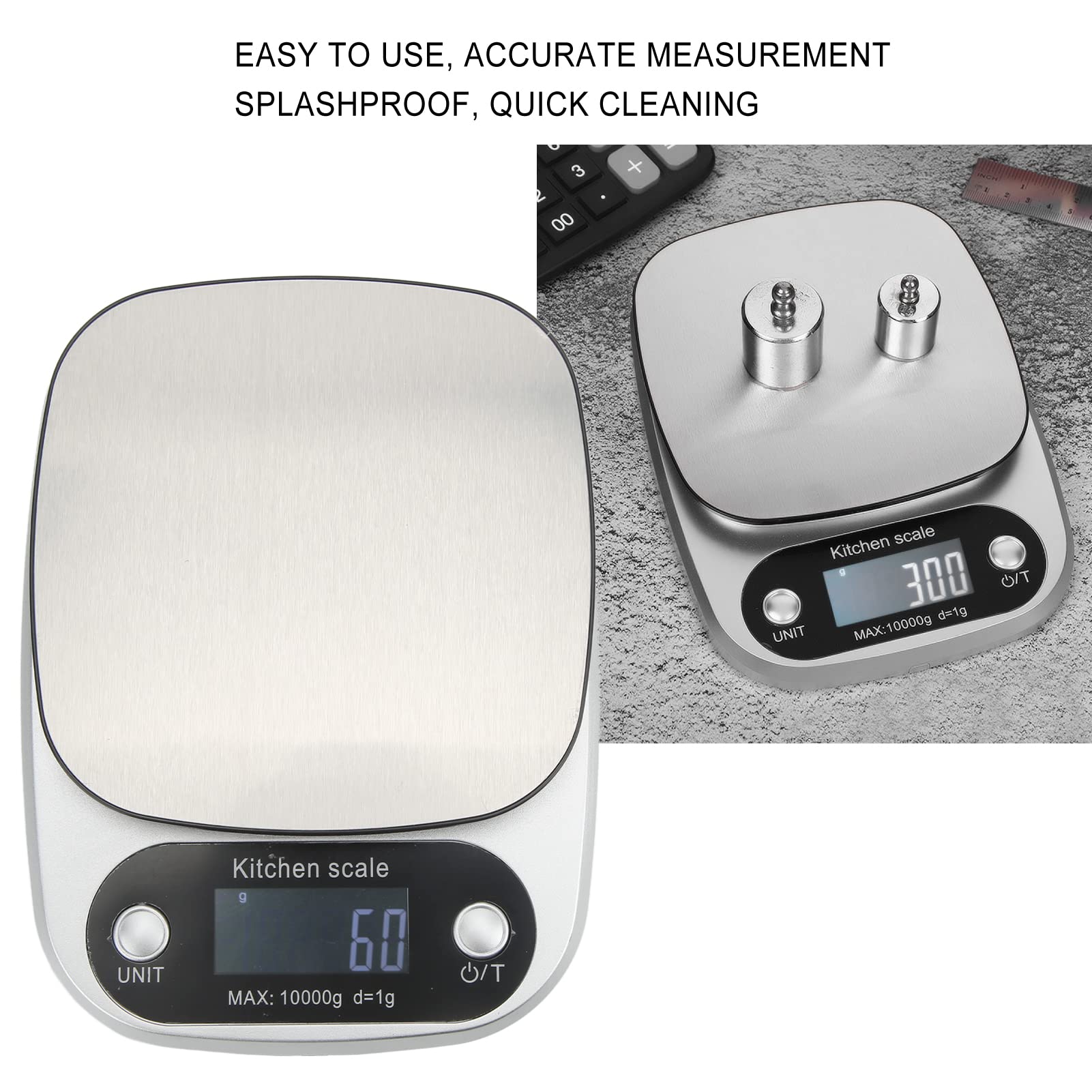 Digital Kitchen Scale, Kitchen Food Scale, Baking Scale Kitchen Scale, 19lbs 10kg, LED Backlit Display, 1g Measurement Accuracy, for Weighing Food Ingredients Herbs