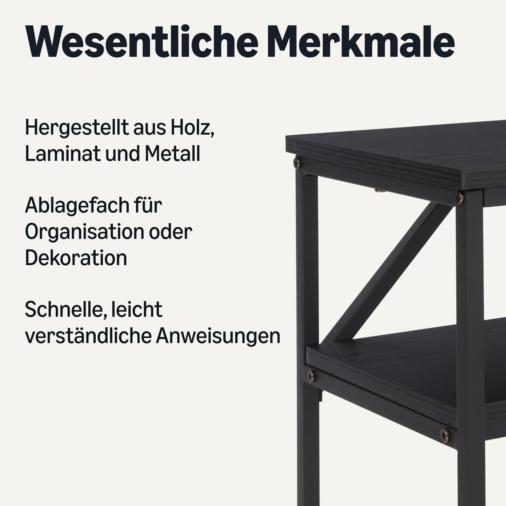 Amazon Basics Rechteckiger Konsolentisch mit Ablage, Stahlrahmen, 30cm (T) x 100cm (B) x 80cm (H),Schwarz
