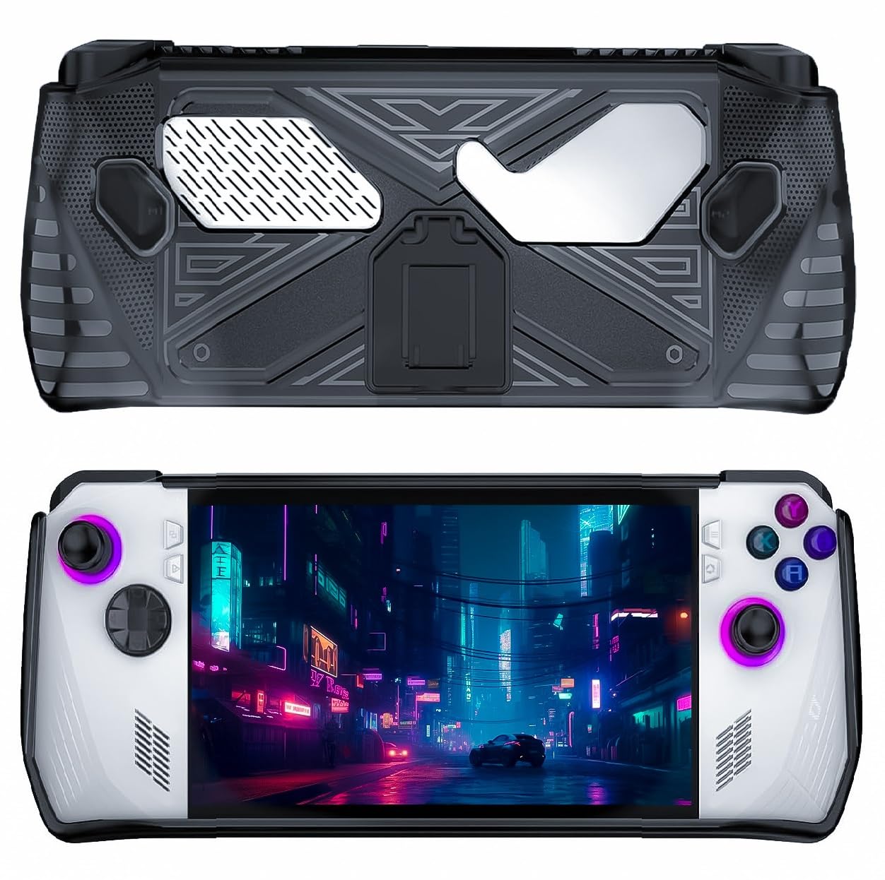 ENCASED Set di Accessori per Asus ROG Ally – Cover Portatile con Cavalletto, Custodia Rigida per il Trasporto e Pellicola Vetro Temperato Protettiva (Nero)