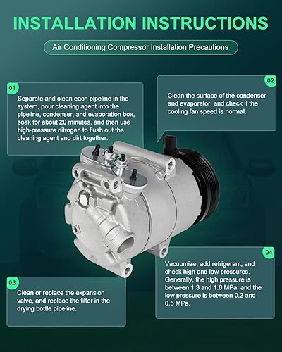 Miniatura 595 de SCITOO Compresor de CA para Acura TSX 2.4L 2004 2005 2006 2007 2008, CO 10849T Compresor de aire acondicionado con embrague 38810RBBA01 10360661