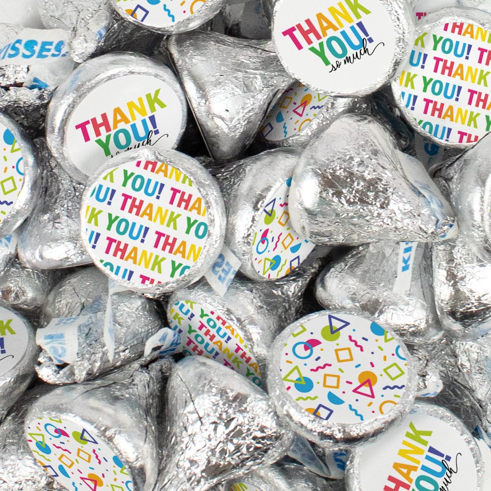 85 Pcs Thank You Candy Party Favors Milk Chocolate Kisses (13.6oz Approx. 85 Pcs) - No Assembly Required - Colorful Thank You