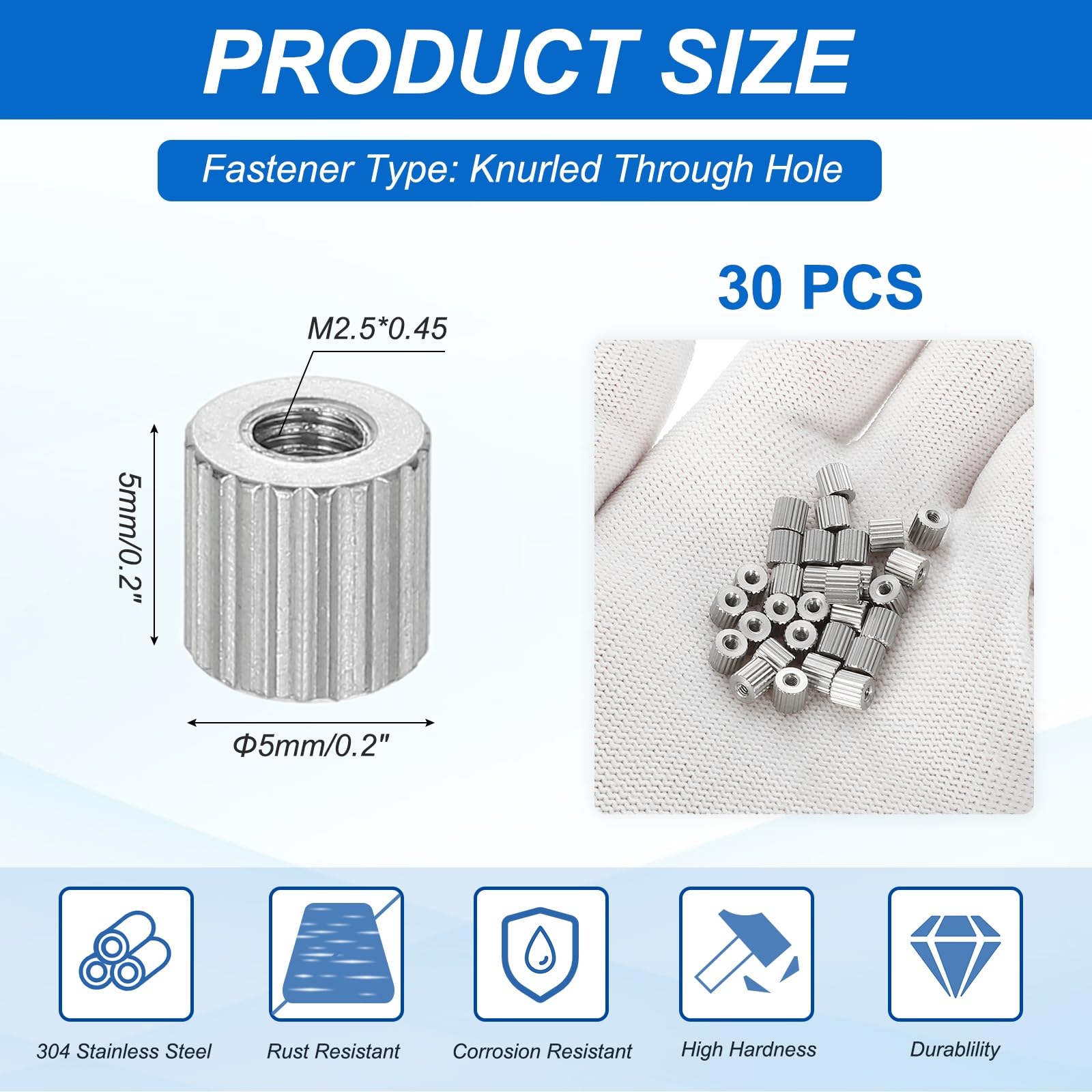 PATIKIL M2.5 Knurled Thumb Nuts - Image 2