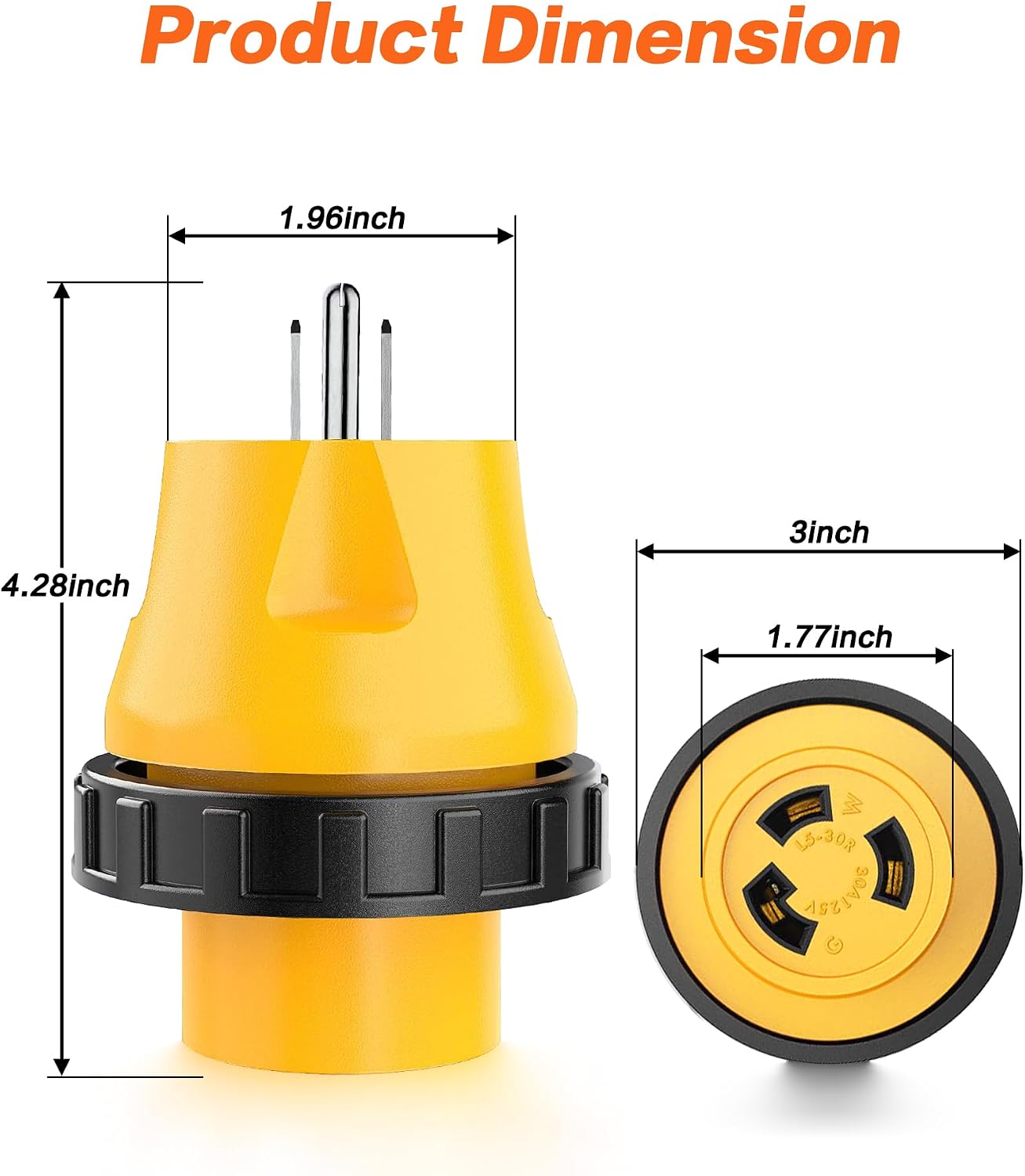 IZTOSS 15A Male to 30Amp Female Twist Adapter RV Locking Power Cord 125V AC Camper Generator Cable Adapter RV Electrical Adapter Converter Plug