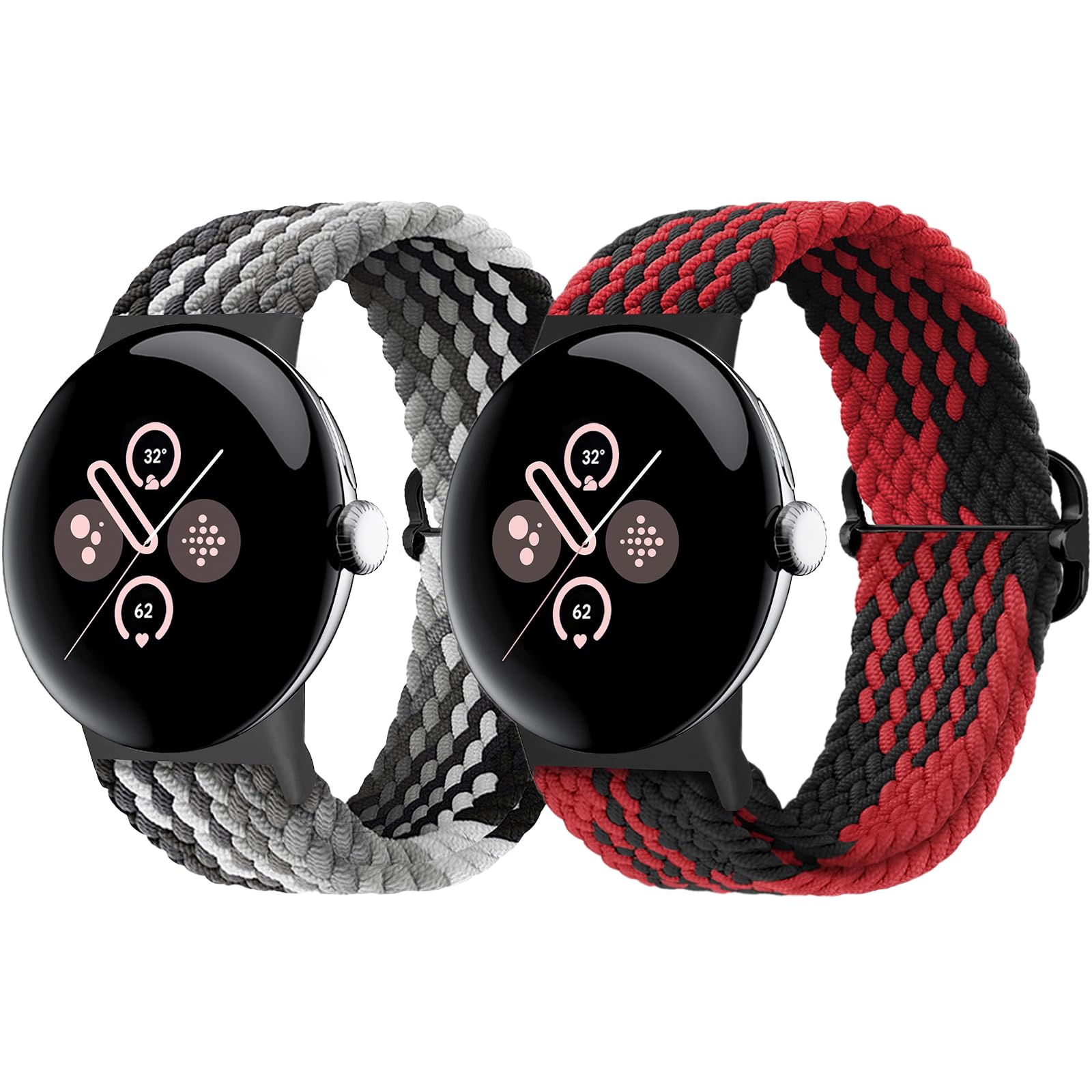 Eiavike Braided Bands Solo Loop Compatible with Google Pixel Watch 4, 3, 2, 1 41mm/45mm, Adjustable Stretchy Nylon Elastic Straps with Upgraded