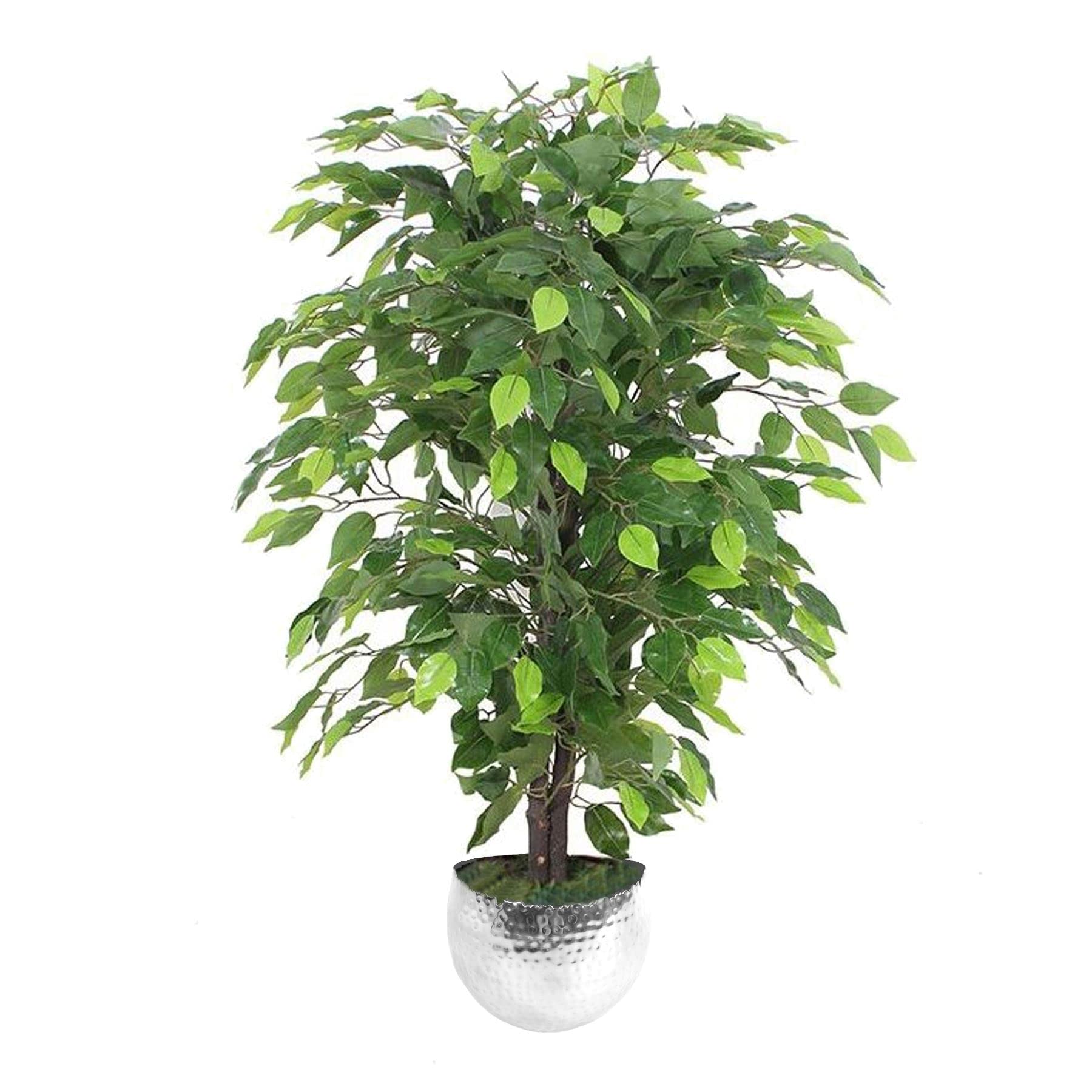 Leaf 90Cm Artificial Ficus Tree / PlantSilver Metal Planter from B&Q