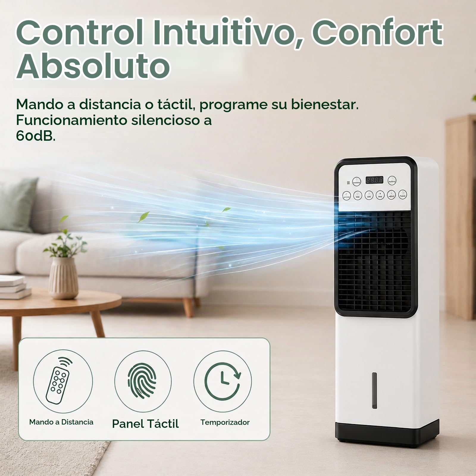 Enfriador De Aire Evaporativo con mando a distancia refrigera calienta