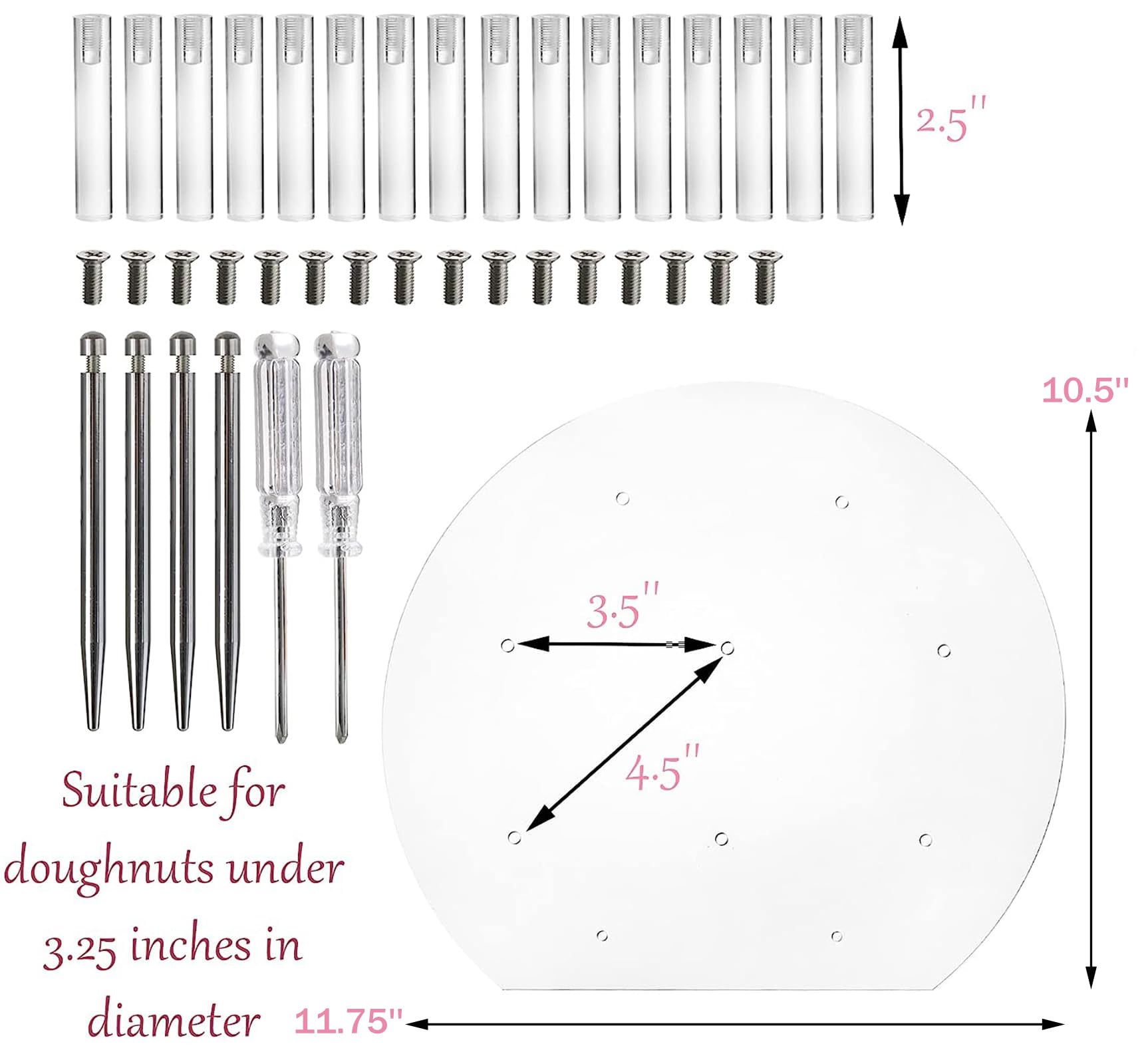Yesland 2 Pack Donut Wall Display Stand - Acrylic Clear Donut Board with 16 Pillars Donut Stand Rack Display for Party, Christmas, Wedding, Birthday - Round