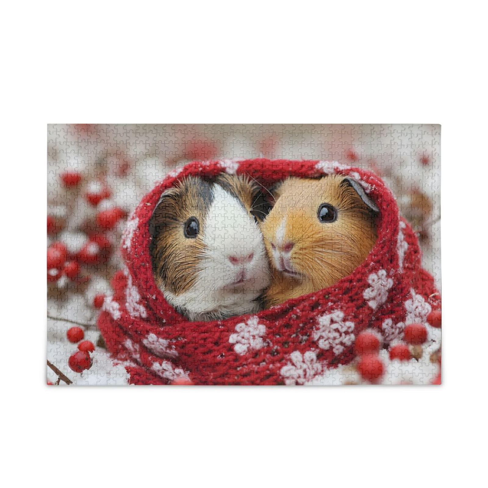 AIXIWAWA Winter Guinea Pigs Jigsaw Puzzle 500 Pcs, Zigsaw Puzzles for Adults, Family Game Puzzles