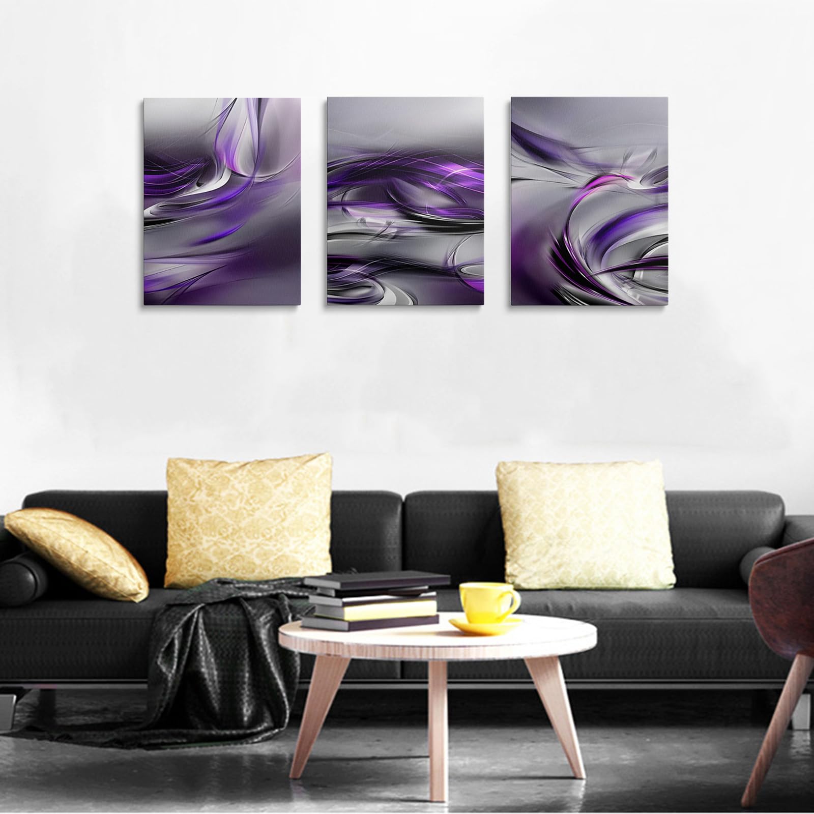 prinfantasy Abstract Wall Art Purple Artwork, Canvas Modern Room Decor Pictures Prints Posters YH1009, H0109, 16 x 12 inch - Image 3