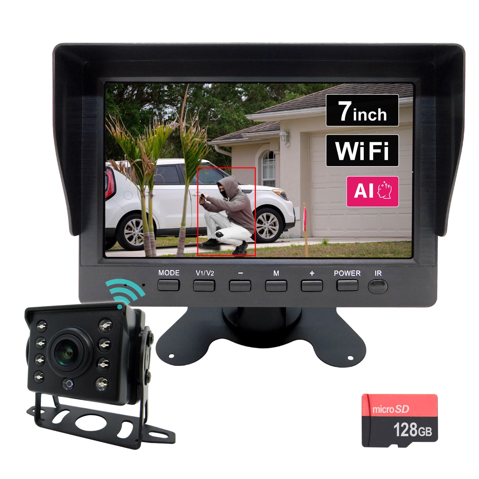 簡単防犯録画カメラ　 7型モニター 防水 夜間撮影録画OK 防犯カメラセット 楽天市場】防犯カメラ 7インチ 小型防犯カメラ 録画 モニター