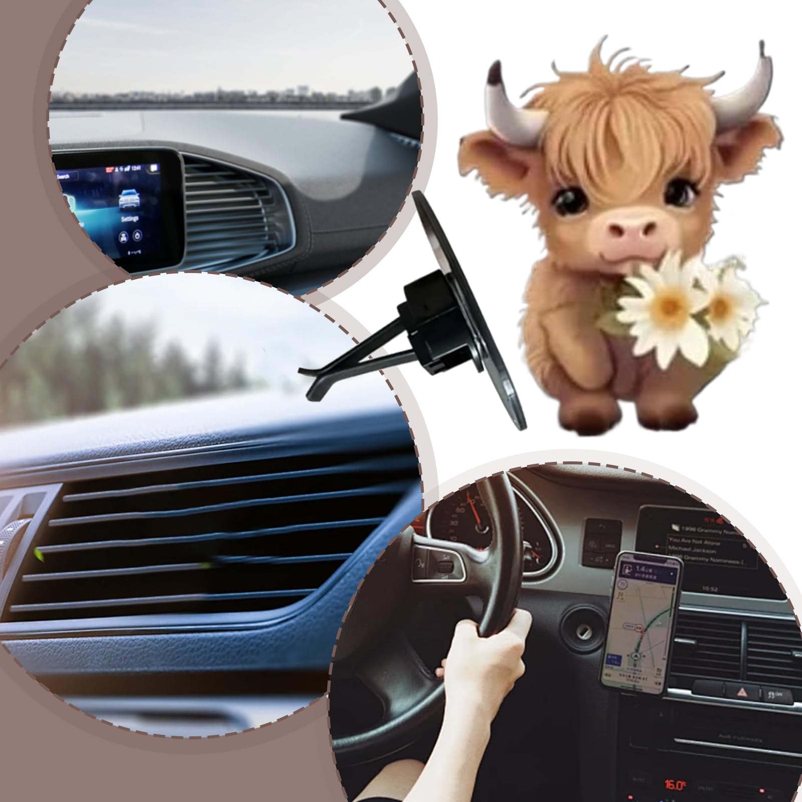 Clips De Ventilation Pour Désodorisant De Voiture – Diffuseur En Acrylique En Forme De Vache Des Highlands, Clip Décoratif Pour Parfum, Parfum De Véhicule Compact, Design Léger Monté Sur Grille D'aéra