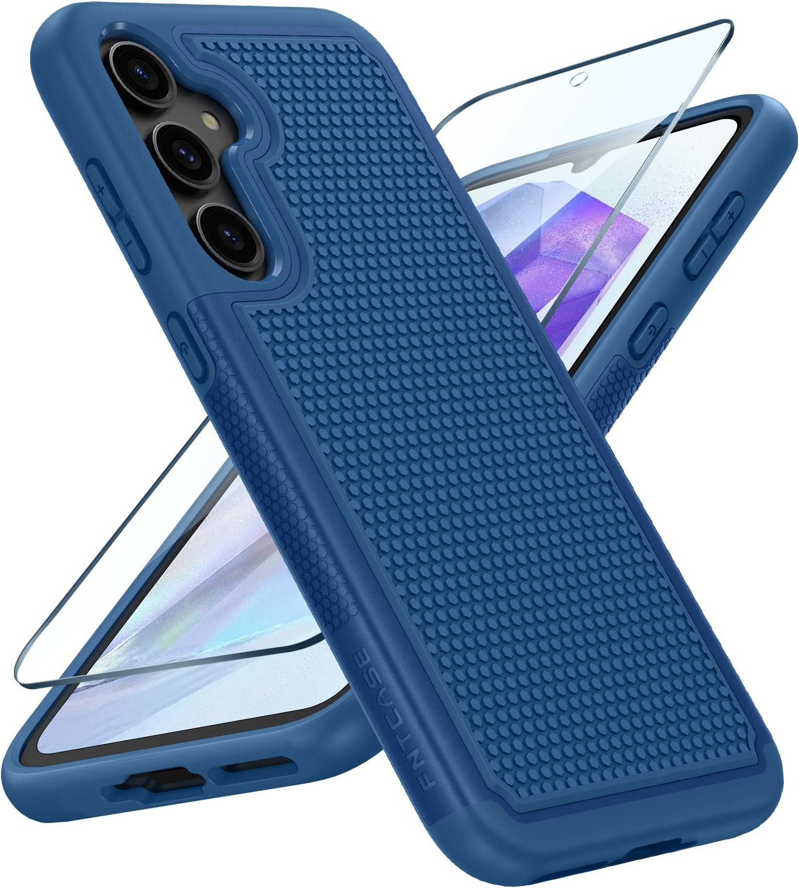 FNTCASE for Samsung A55 5G Phone Case: Dual Layer Shockproof Drop Protection Galaxy - 360 Military Grade Protective Mobile Cover Rugged Matte Heavy Duty Slim TPU Aesthetic BlueGlobal Recycled StandardRecycled Claim Standard BlendedGlobal Recycled StandardGlobal Recycled Standard