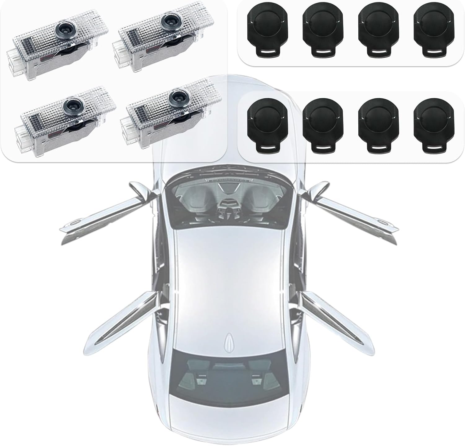 Door Lights Logo Projector for B-M-W Car Door Lights Logo,Fits 1/3/4/5/6/7&X1/X2/X3/X4/X5/X6/M Series&MINI Cooper Vehicles,Ultra-Brights Logo Door Light/Puddle Lights(4Pcak with 4 Logo Chips)