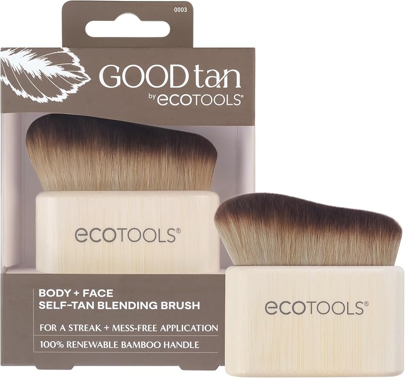Good Tan Blending Brush - Kabuki Brush for Self Tanner | Streak-free blending with a self tanner brush for face and body, sloped bristles, face tanning brush and vegan