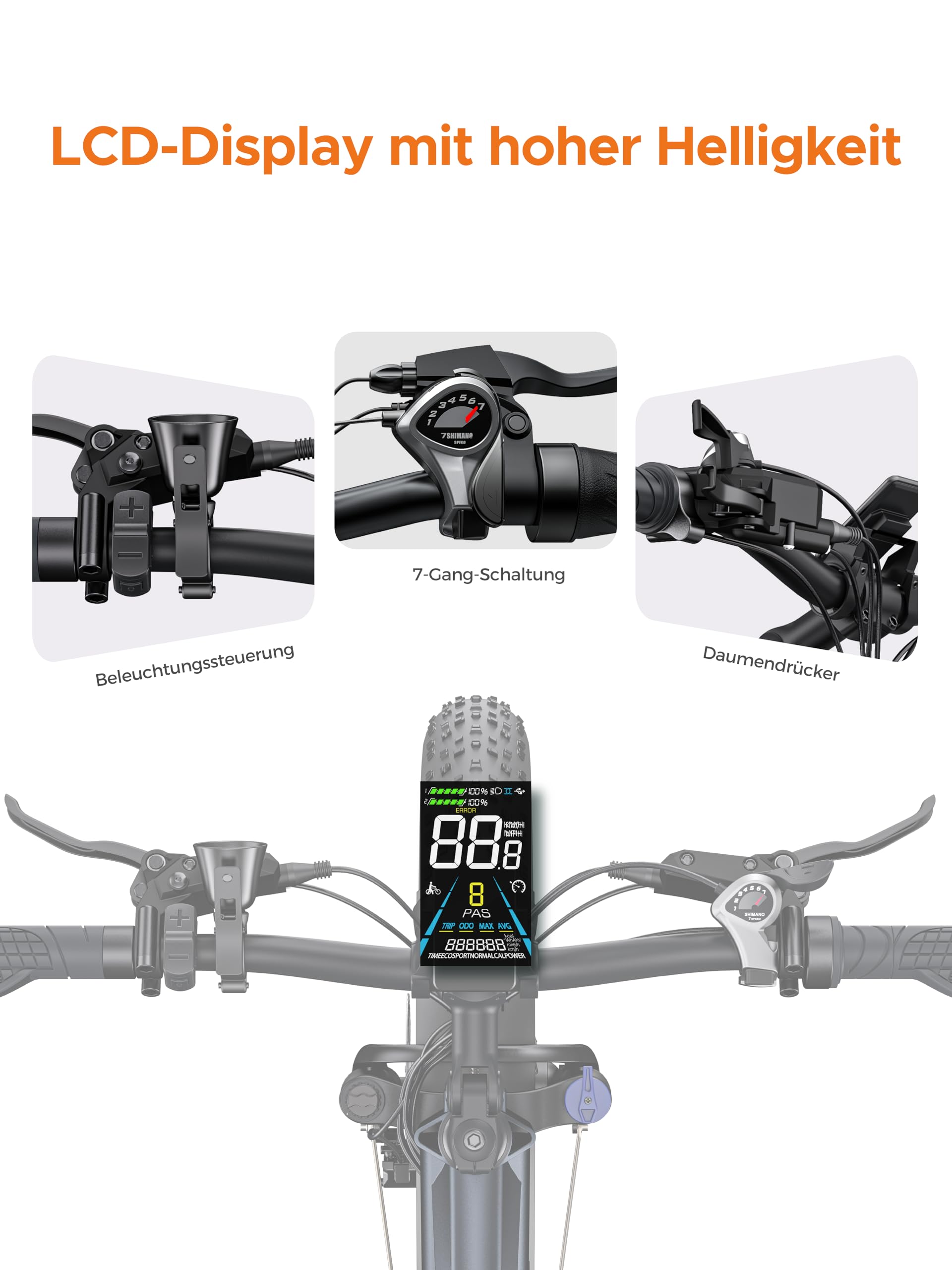 ENGWE E26 26-Zoll E-Bike für Erwachsene, 48-V-Akku mit 16Ah und Reichweite 140KM, Hydraulische Bremsen und Doppel-Federung, Mit LCD-Display und 7-Gang-Schaltung, Drehmoment 70 Nm