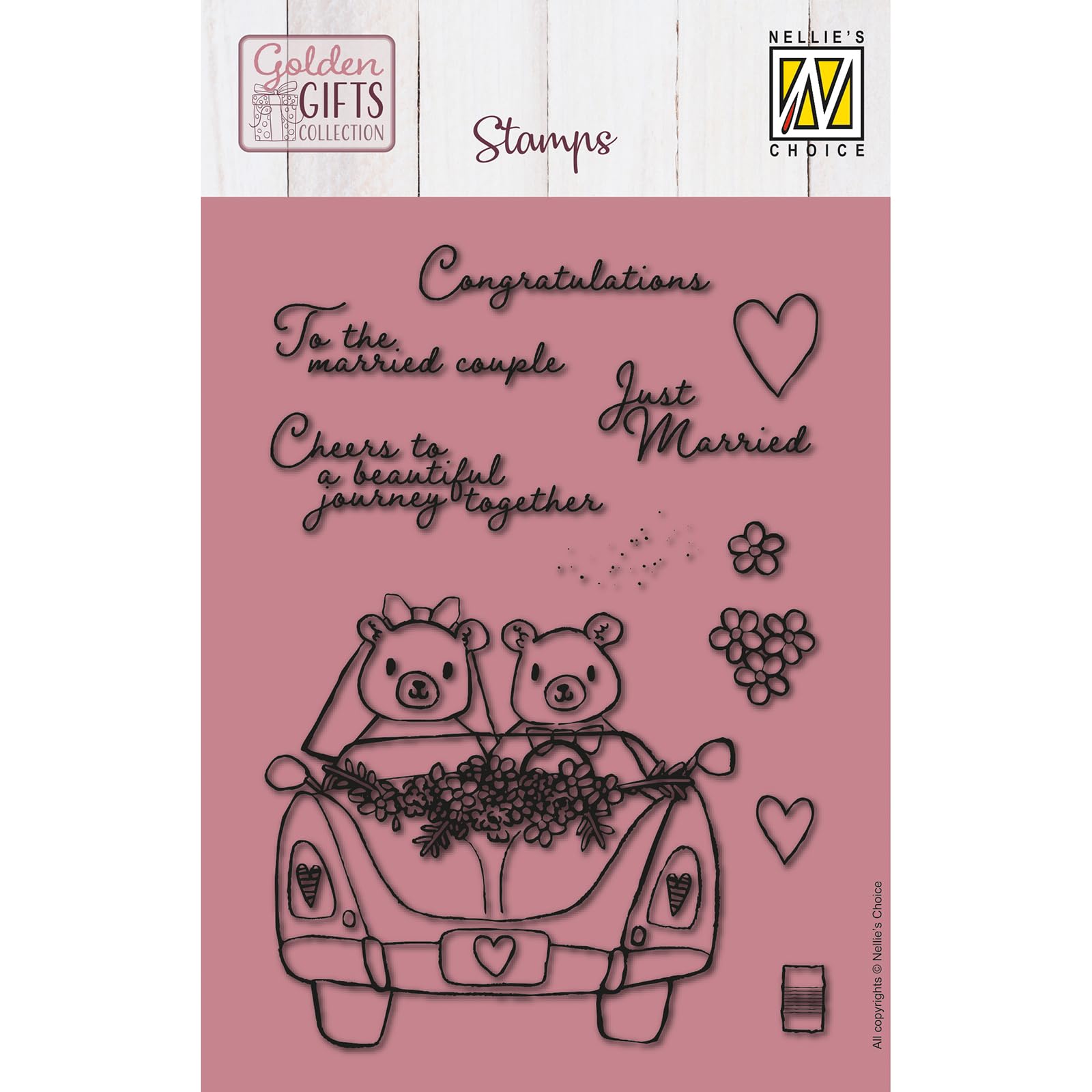 Nellie's Choice Clear Stamp Marriage and Bears 11 Pcs - Scrapbooking, Stamping and Card Making Supplies - Silicone Stamps for Crafting - Compatible with Acrylic Stamp Block and Stamping Platform