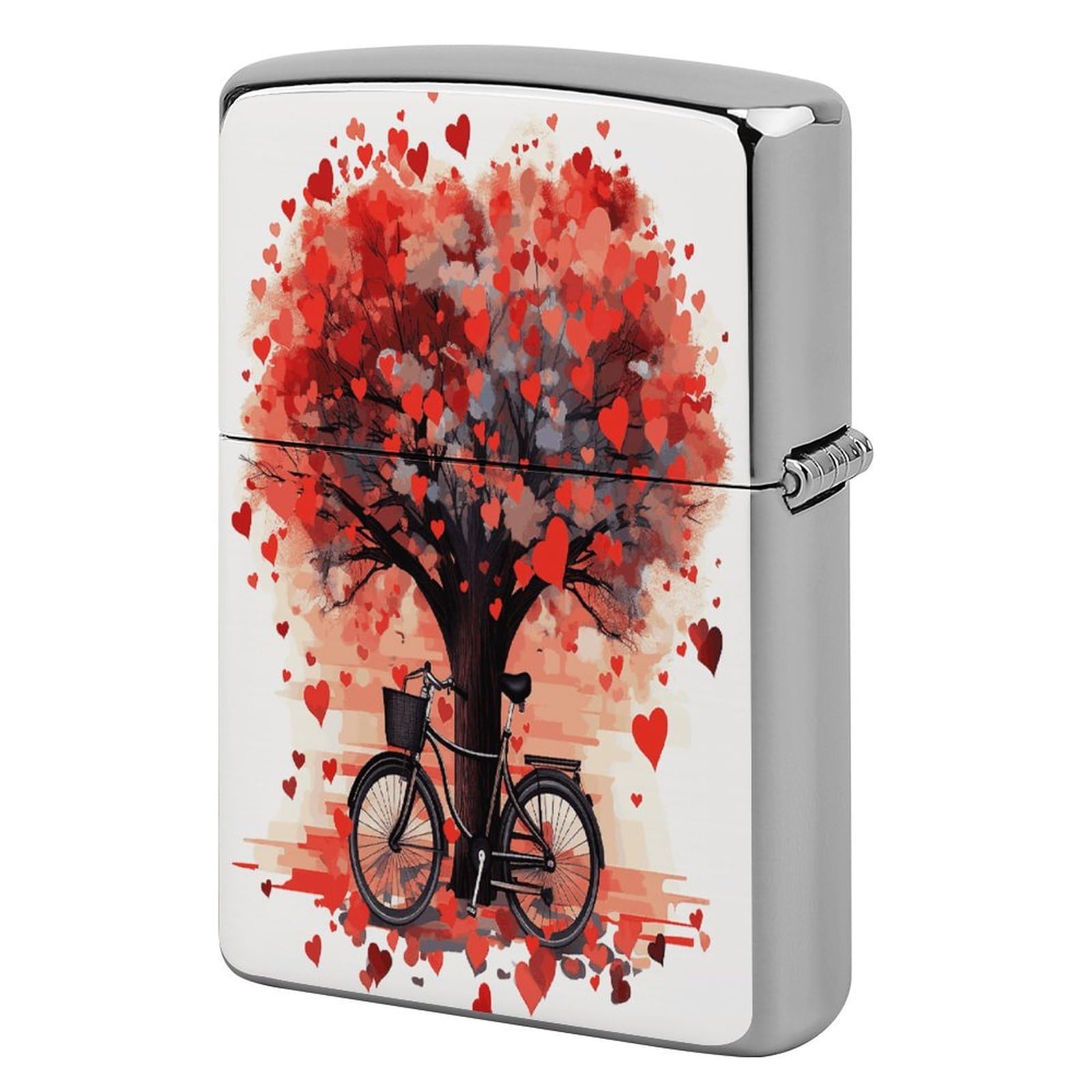 Btcowzrv Style Heart Tree Bicycle Metal Lighter Case Sleeve Cover Holder