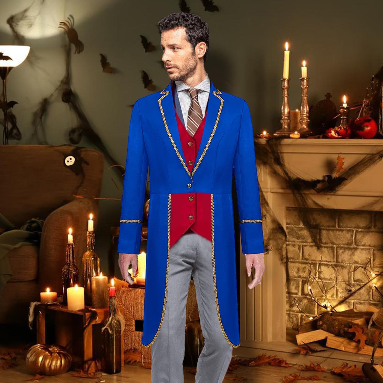 Chaqueta Steampunk para hombre, disfraz gótico de Halloween con ribete