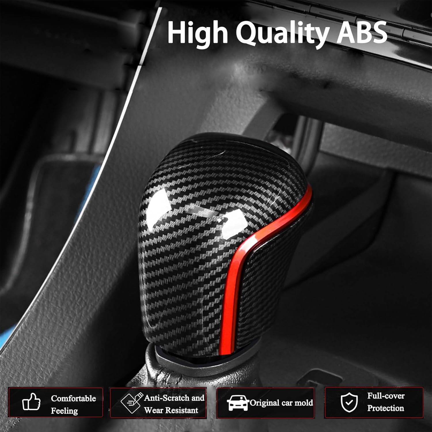 USSDE Shift Knob Cover for Toyota Corolla 2019-2025, Corolla Cross 2022-2025, Camry 2018-2023, Avalon 2018-2025 Accessories, Full-Cover Automatic Gear Shift Knob Cover Trim Protector (Carbon B)
