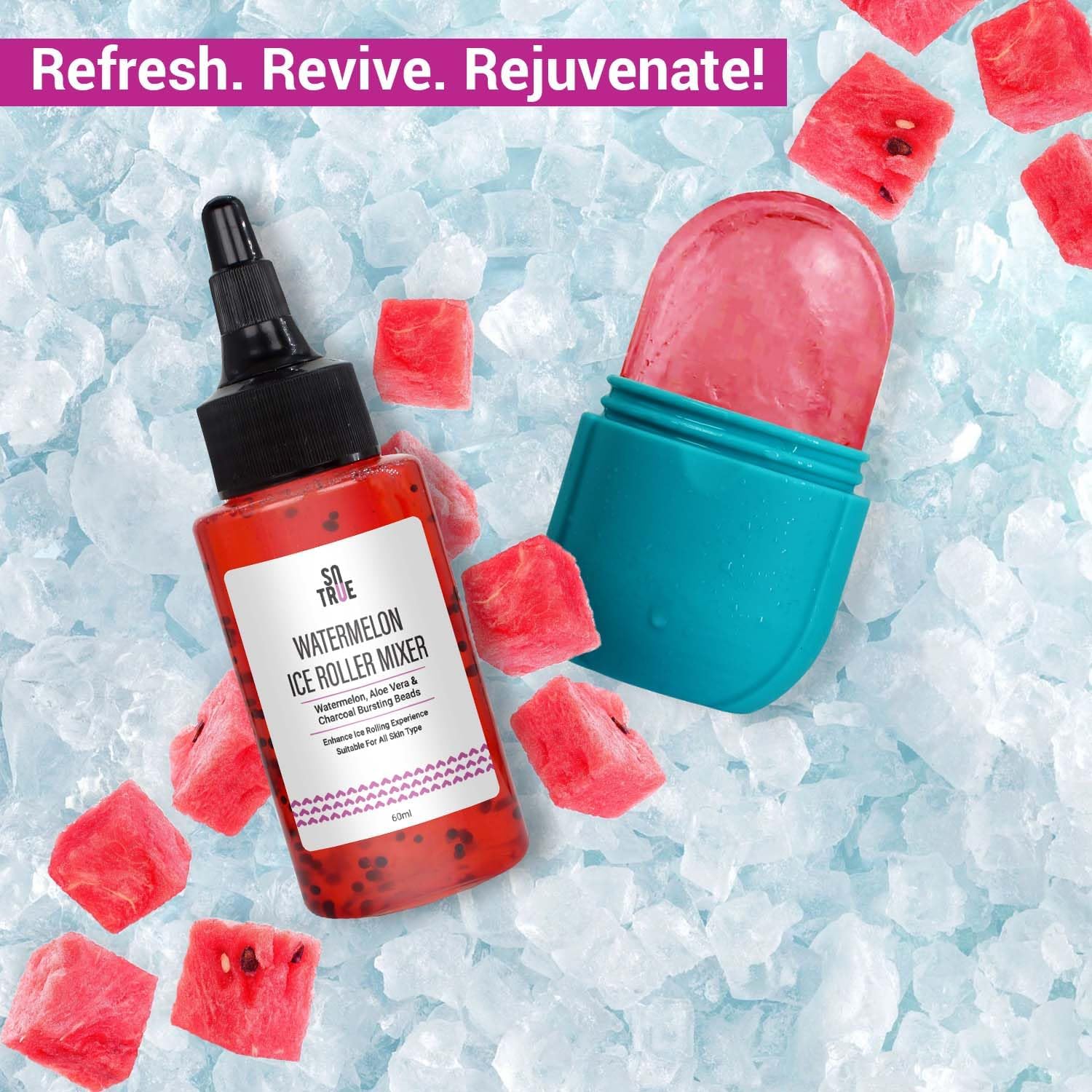 SOTRUE Ice Roller for Face, Neck and Body | for Puffy Eyes, Easy to Use and Carry | Unbreakable and Reusable | Glowing and Clear Skin