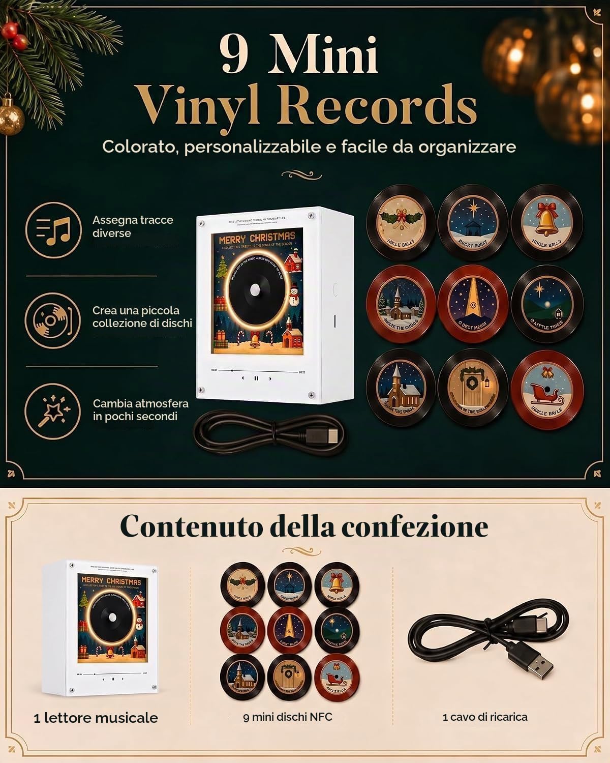 GSenhui Magnete Musicale Frigorifero, Vinile Calamita Frigo Natale