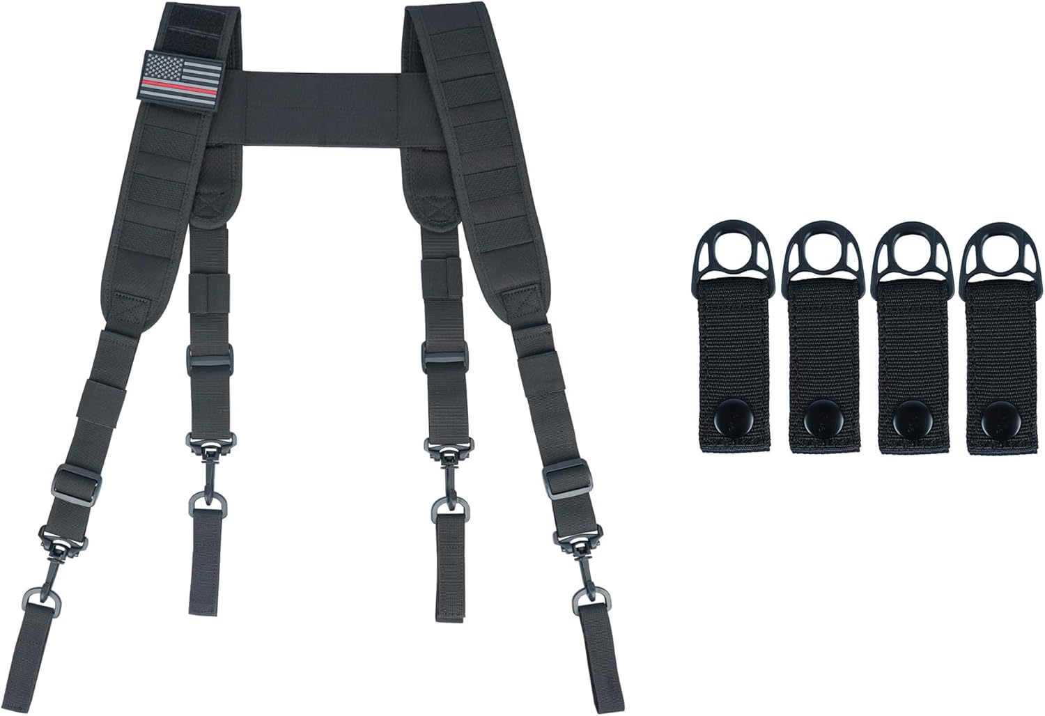 MELOTOUGH 1 PCS Tactical Duty Belt Suspenders Poice Duty Belt Suspenders for Law Enfprcement Suspenders + 4 PACK Duty Belt Keeper Snaps Belt Keeper