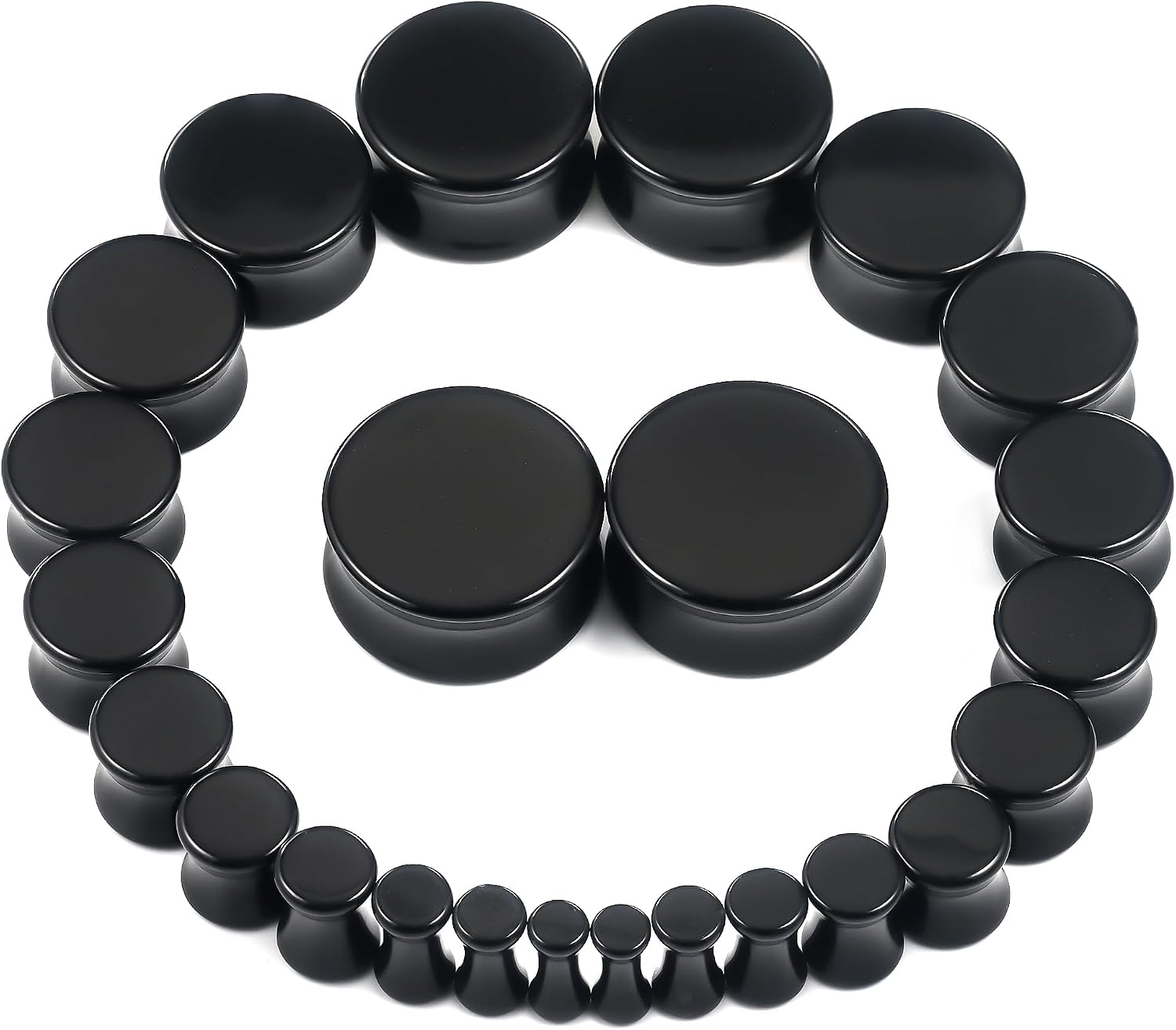 6G-26mm Acrylic Solid Gauges Tunnels Stretching Kit 6G 4G 2G 0G 00G 12mm 14mm 16mm 18mm 20mm 22mm 24mm 25mm Double Flare Ear Gauges Tunnel Plug Earring Piercing Jewelry women Men