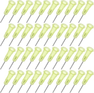 100 agujas dispensadoras de pegamento de precisión para uso industrial, punta plana de acero para una aplicación precisa, color amarillo (20 g)
