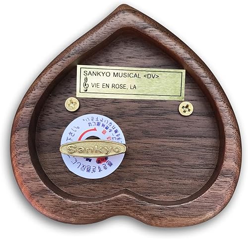 Miniatura 216 de BinkeGG Caja de música con forma de corazón hueco de madera con mecanismo musical Sankyo, melodía: Howl's M0ving Castle (Merry Go Round of Life)