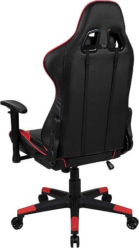 Miniatura 5 de Flash Furniture X20 - Silla giratoria de policarbonato ergonómica y ajustable con respaldo completamente reclinable en LeatherSoft rojo; para Rojo
