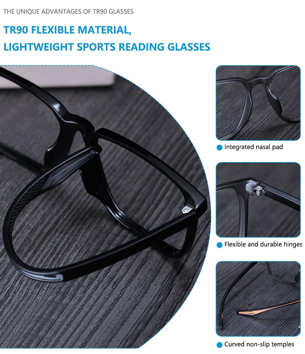 VEVESMUNDO Multifokale Lesebrille Gleitsichtbrille Sportliche TR90 Leicht Progressive Blaulichtfilter Gleitsichtlesebrille Lesehilfe Brille Herren Damen