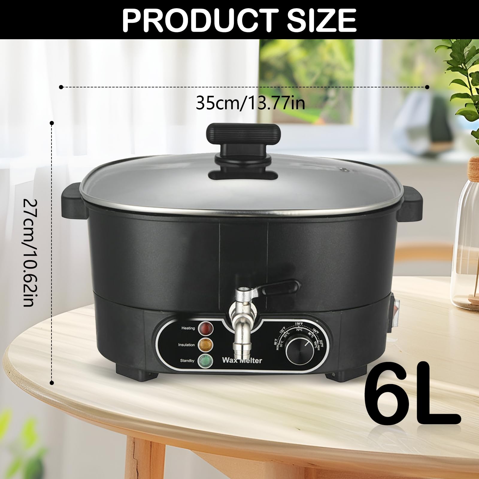 Aisny Fundidor de Cera de 6L, Crisol con Pico Vertedor Olla Grande y Controlador de Temperatura Crisol de Cera para Velas de 750W 220V Máquina para Fabricar Velas Personalizadas