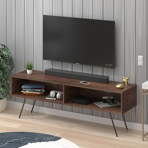 Averyl Wood TV Cabinet with Shelves 55 Inches