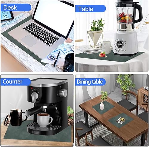 Miniatura 7 de Juego de 6 manteles individuales de piel sintética con esquinas redondeadas, impermeables y lavables, resistentes al calor, reutilizables para