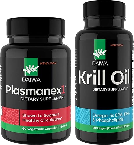Daiwa Plasmanex 1 – Suplemento de circulación sanguínea + aceite de krill daiwa – Omega 3 cápsulas de aceite de krill