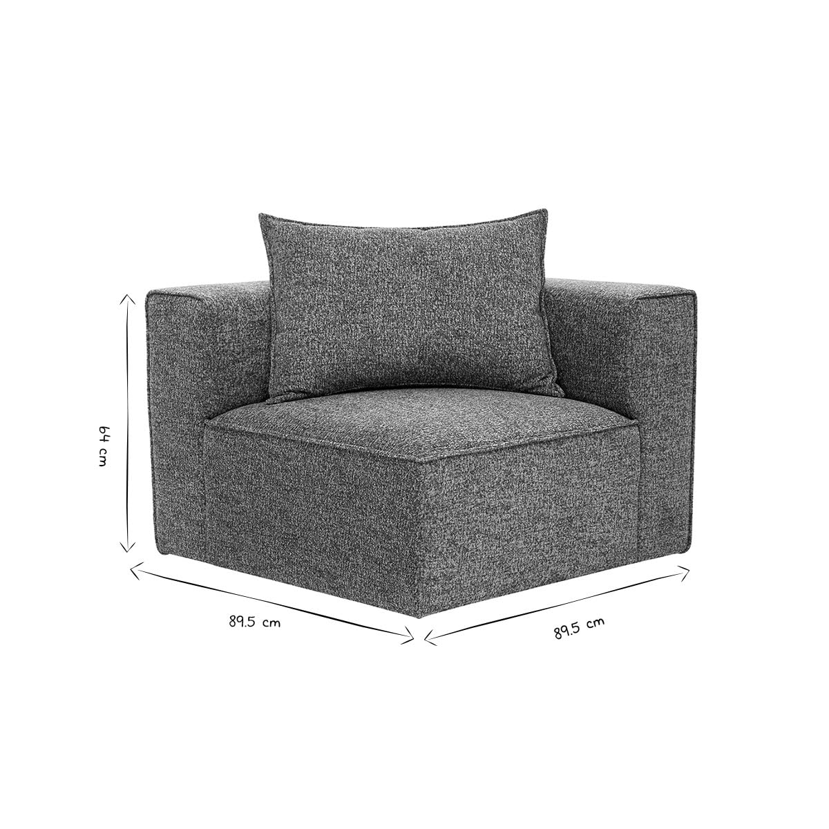 Miliboo Module d'angle Droit pour canapé en Tissu chiné Gris foncé Kerry