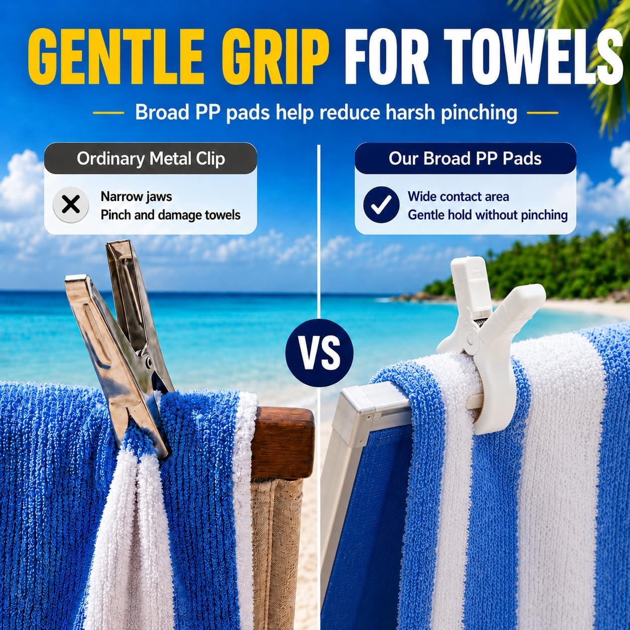 8PCS Beach Towel Clips for Beach Chairs