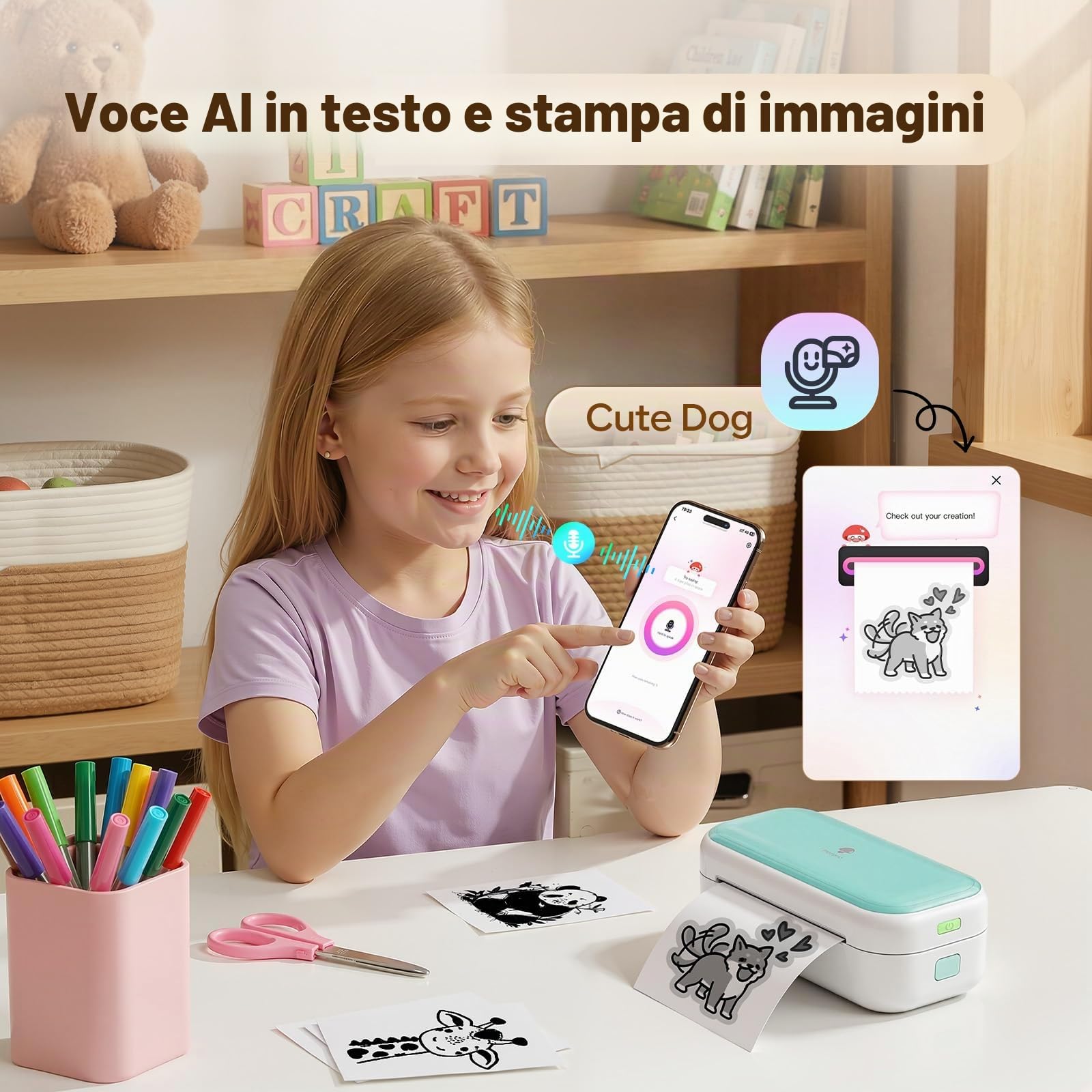 M03C Flashcards Stampante Bambini 2+ Anni, Giocattoli Educativi, 40 Fogli | Flash Card Stampante, Carte Educative Montessori per Bambina Regalo 2 3 4 5 6+ Anni, Regali Compleanno, Senza BPA